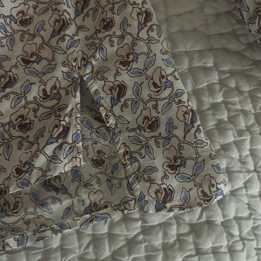 ME+EM Cotton Voile Sweet Pea Floral Printed Blouse White Crochet Trim US 10 NWOT - Picture 11 of 12